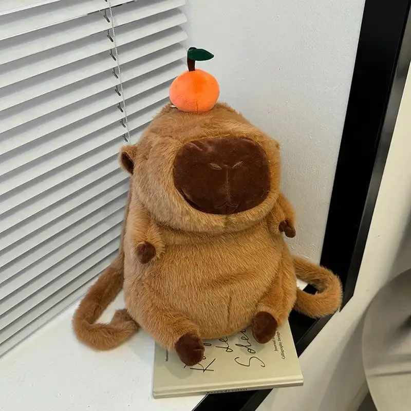 Capybara Backpack Kawaii Plush Bag Animal Style School Shoulder Bag with Zipper Kawaii Travel Accessories Gift Idea Daily Use