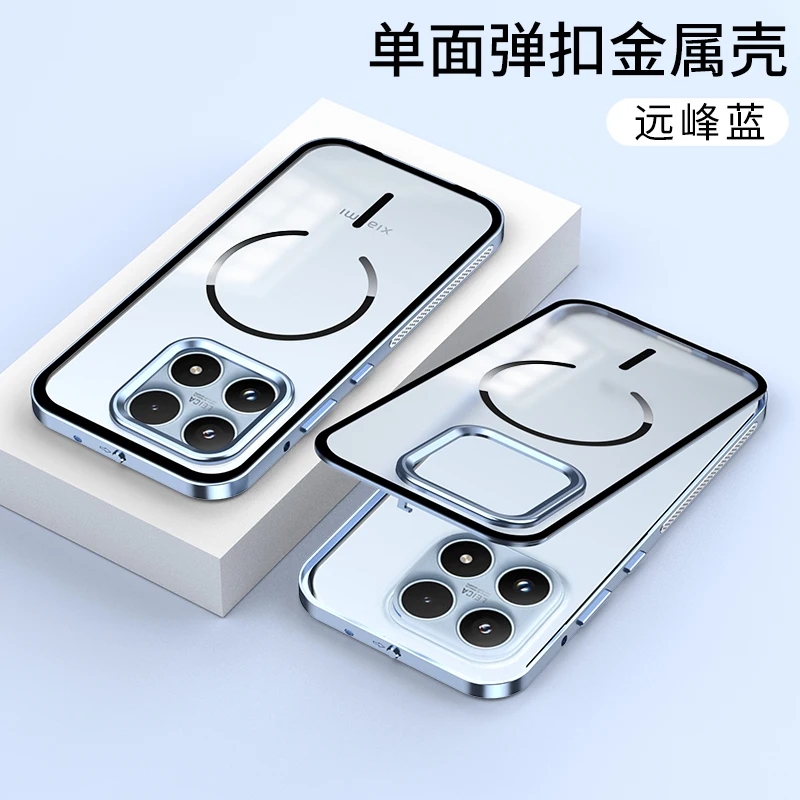 Magnetic Aluminium Frame Magsafe Case with Transparent Acrylic Back Cover