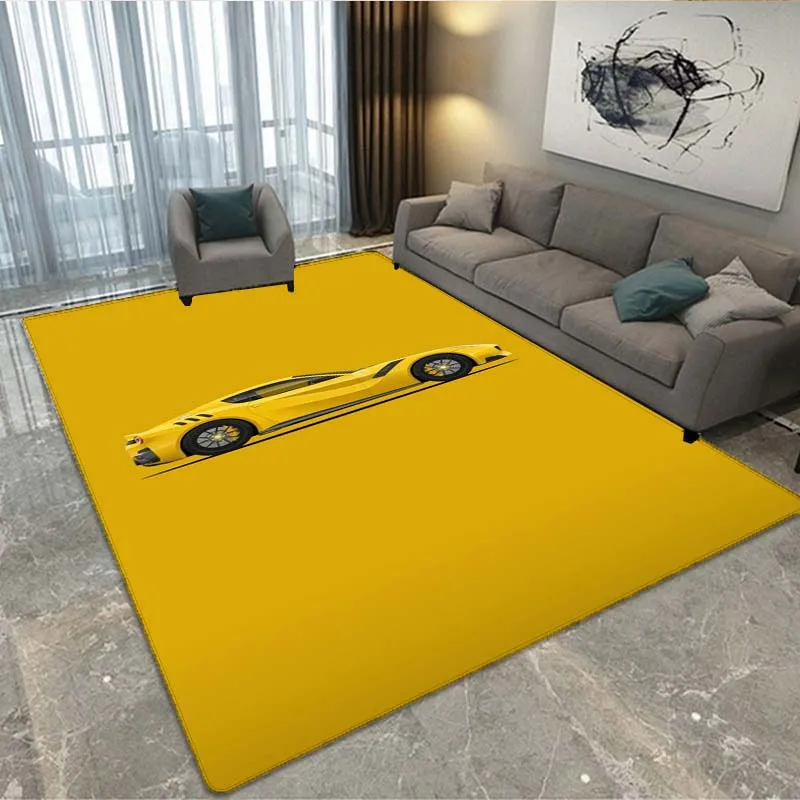 레트로 레이싱 패턴 아트 카펫 침실 거실용, 시원한 오래된 자동차 바닥 매트, 홈 장식 미끄럼 방지 바닥 매트 카펫