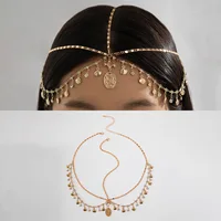 Bohemia Headband Shell Crystal Hair Accessory Chain Jewelry Women Metal Head Chain Headpiece For Party