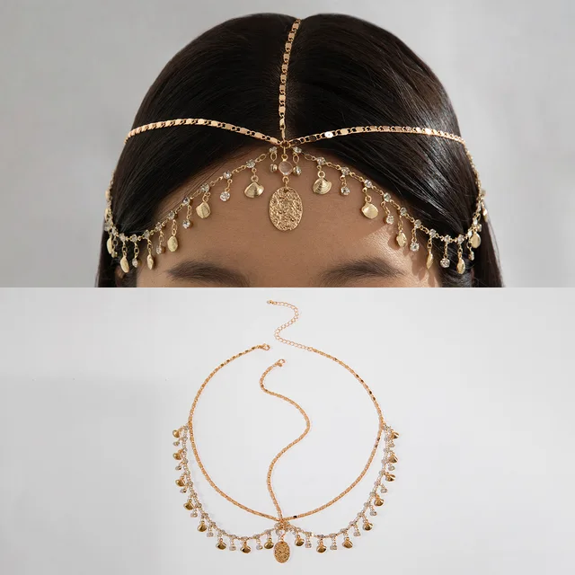 Bohemia Headband Shell Crystal Hair Accessory Chain Jewelry Women Metal Head Chain Headpiece For Party