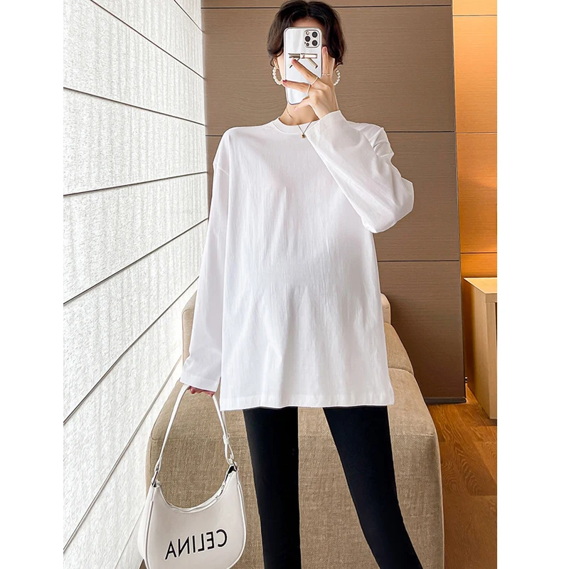 Slim Large Pregnant Women's Cardigan Coat+T-shirt Top Solid Color Classic Simple Maternity Suits Elegance Fashion Two Piece Sets