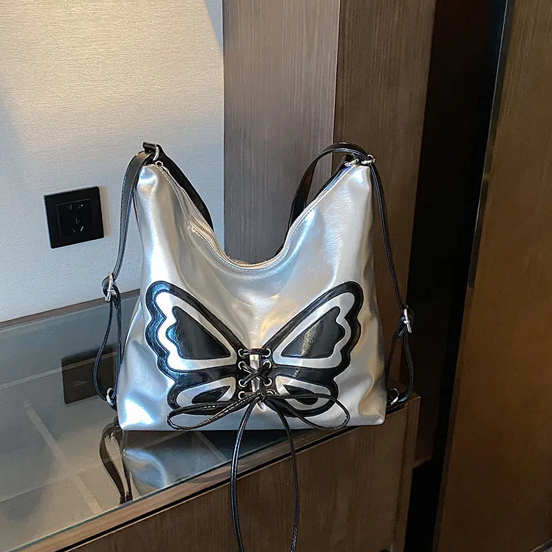 women shoulder bag Butterfly printing Totes Purse Large capacity Hobos crossbody bag for women Dual purpose backpack Satchels