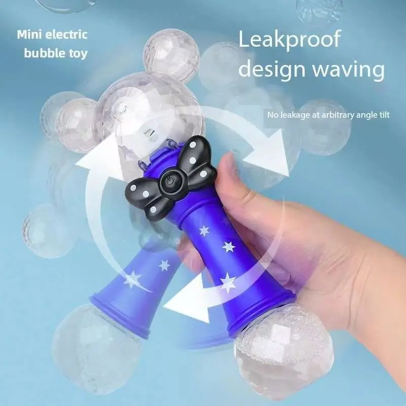Miniso Cartoon Mickey Mouse Automatic Blowing Bubble Stick Lighting&music Waterproof Toy For Kids Girl toy Gifts 5