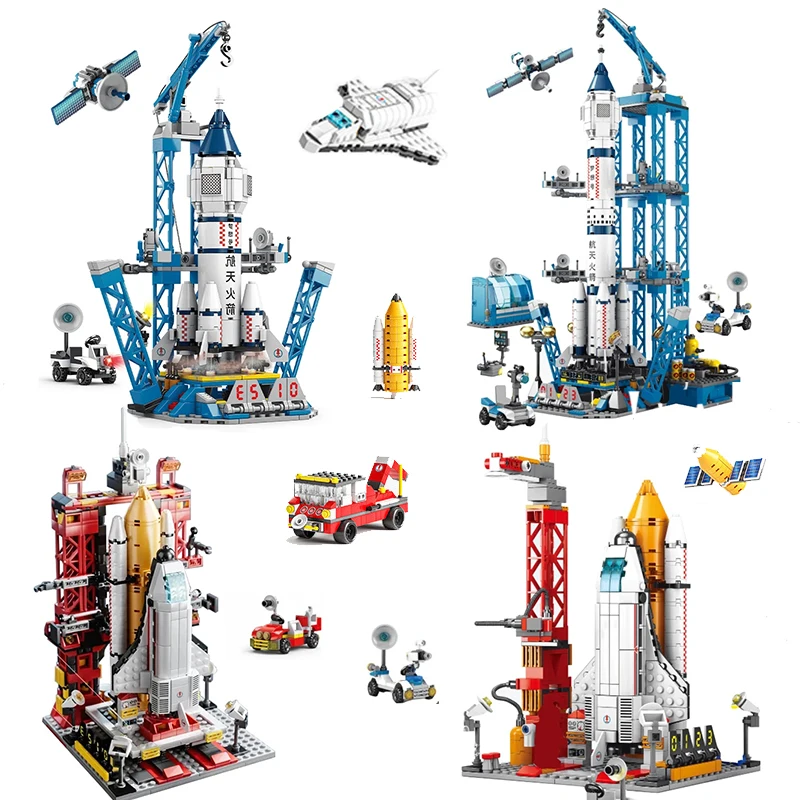 Modello Building Blocks Space Rocket Lancio City Aerospace Space Station Shuttle Ship Astronaut Bricks Christmas Children'S Toy