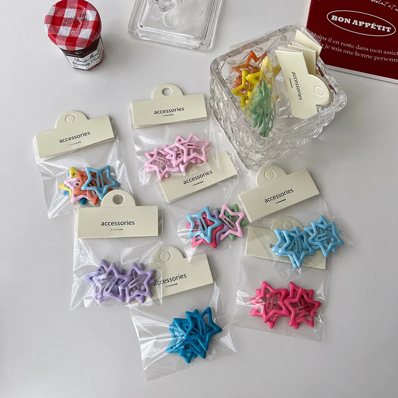 

5 шт., разноцветные металлические заколки-звезды Y2K