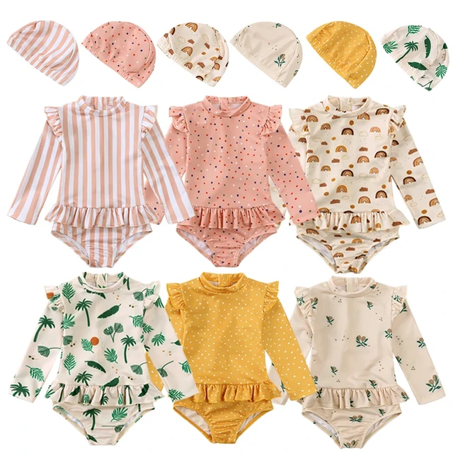 아기와 여아를 위한 사랑스러운 백리스 꽃무늬 원피스 수영복: 여름철 해변에서의 시크함