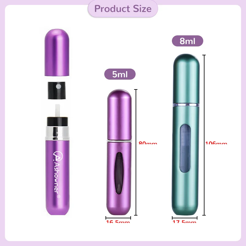 Perfume Bottle 5/8/20ml Refillable Mini Aluminum Atomizer Spray Bottle for Travel