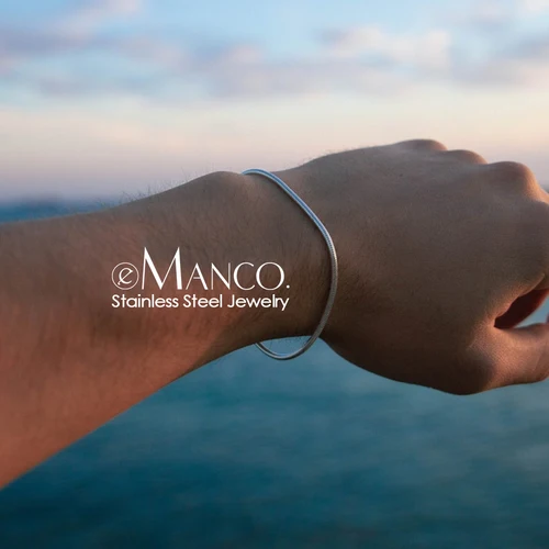 전자 Manco-인기 판매, 스테인레스 스틸 스네이크 체인 팔찌 패션 주얼리 남성 여성 스테인레스 스틸 링크 팔찌 3