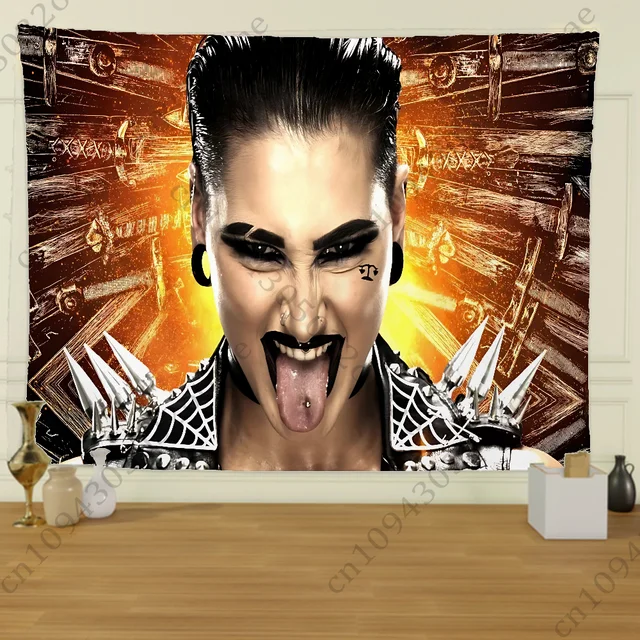 R-Rhea Ripley Wrestler Feel Tapisserie, Photo à motif créatif, Art mural de salon, Bannières décoratives extérieures, Décor de fête 3