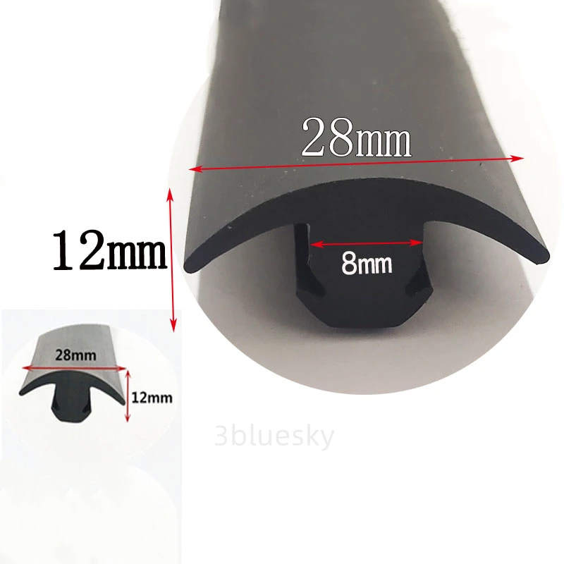 Gomma T Strip Vetro Metallo Legno Pannello Bordo Encloser Scudo Copertura Del Cavo Dell'Auto Sigillatura Solare Fotovoltaica 28X12Mm Nero