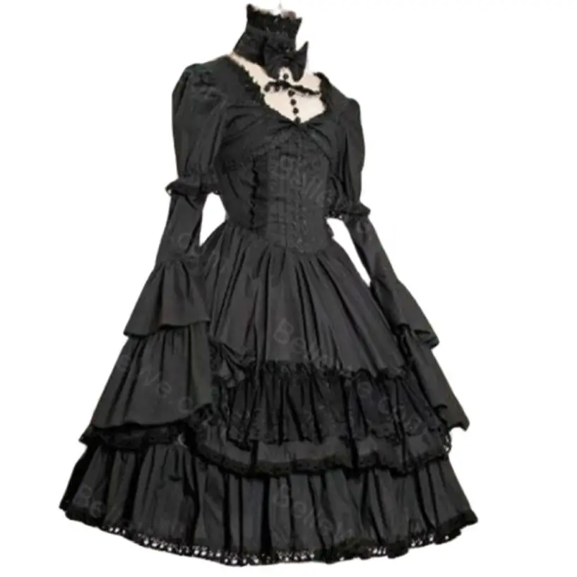 vestido-de-manga-longa-sopro-laco-vintage-gotico-vestido-lolita-claro-vestido-de-baile-preto-solido-duas-maneiras-de-usar-personalizado-outono-primavera