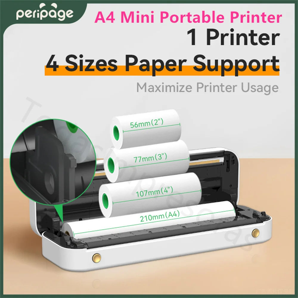  Portable Printer, A4 Thermal Printer, Wireless Bluetooth Travel  Printer, Small Mobile Printer, Compatible with Android and iOS, Support A4  Paper Only, Inkless Printing for Home Office Small Business : Office  Products