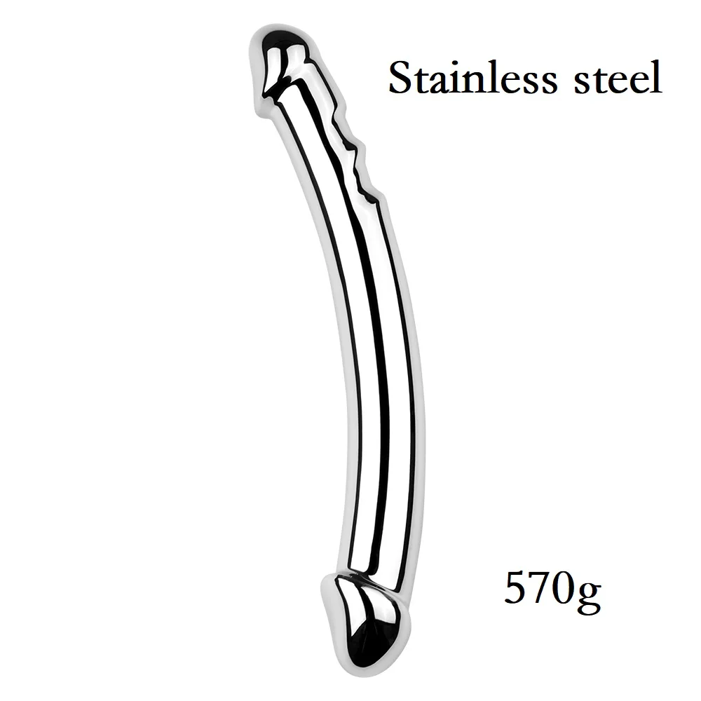 Stainless Steel Metal Double Dildo Anal Plug G Spot Vaginal Stimulation 