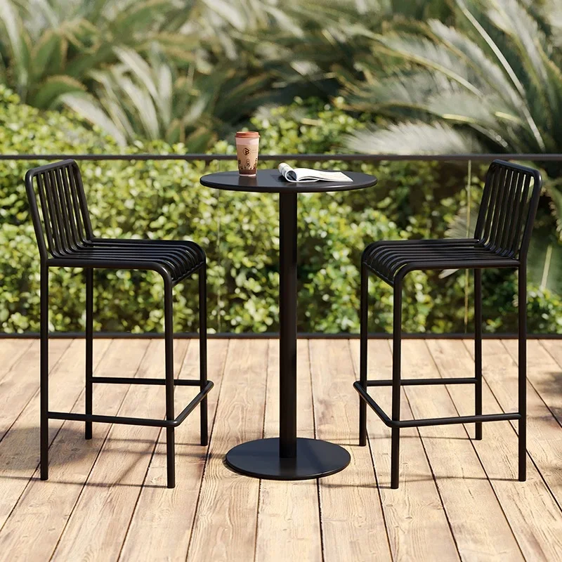 Iron Modern High Chairs Lounge Outdoor Garden Patio Reception Unique Relaxing Bar Stools Fashion Taburetes De Bar Furniture