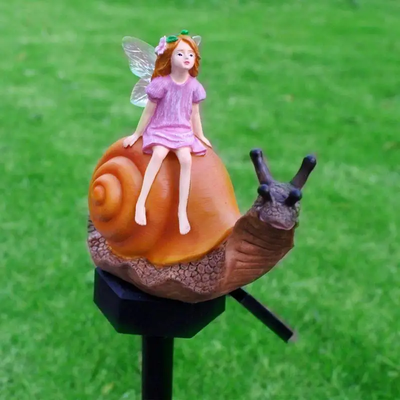 Decorative Garden Stakes Pathway Outdoor Decor Lamp Fairy Snail Statue Solar Light Garden Stake Solar Pathway Lights Ornament 6