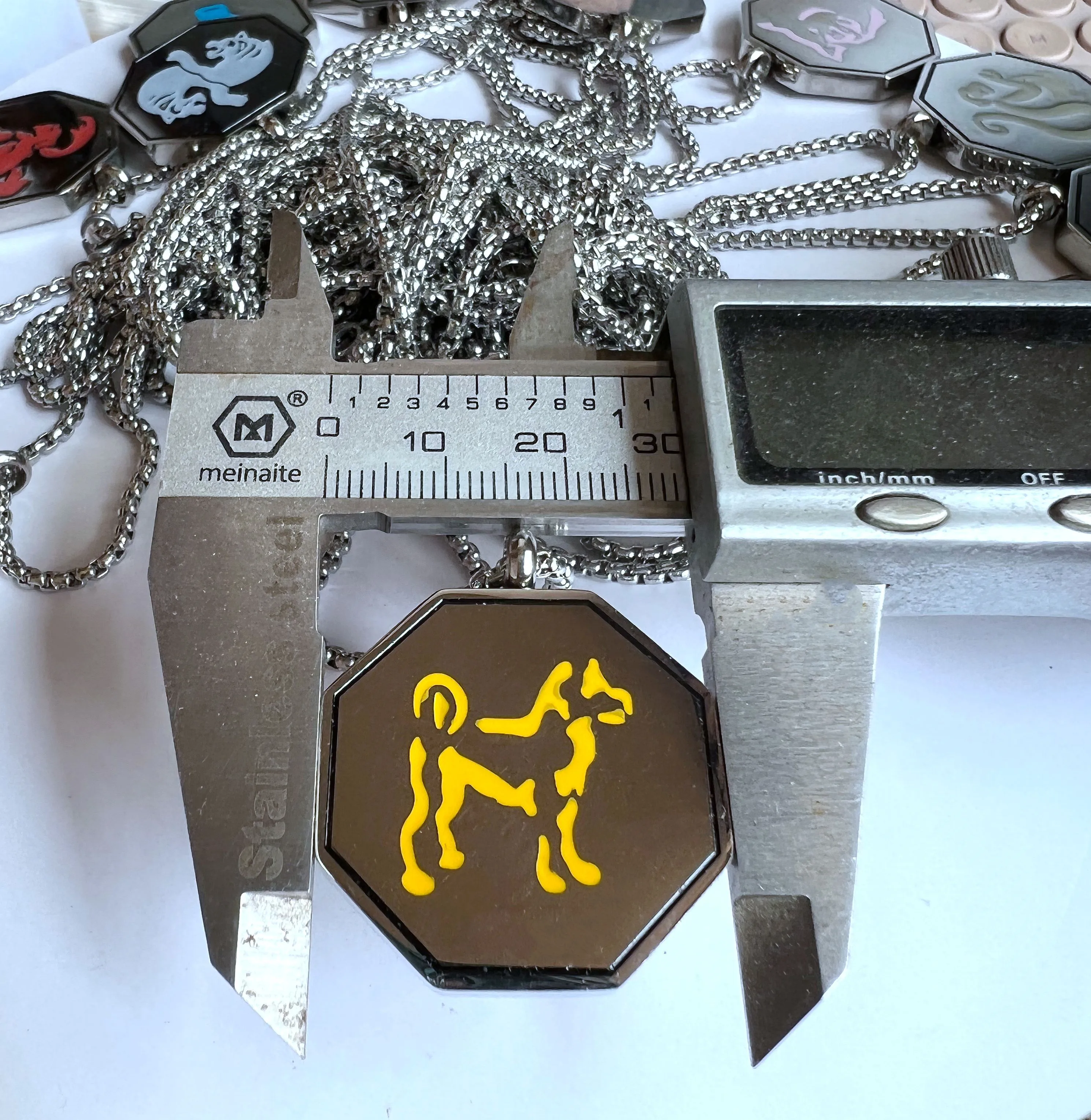 5(Pcs/lot) Jackie Chan Adventures Chinese Zodiac Pendant Necklace Titanium Stell Texture Rtoon Animation Graphical Hip-Hop Style