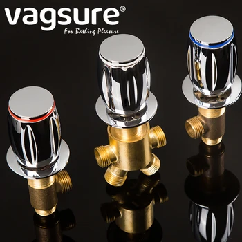 น้ำตกอ่างอาบน้ำก๊อกน้ำ Chrome Deck ติดตั้ง3ปุ่ม2เอาต์พุต Diverter วาล์วมือร้อนเย็น Смеситель В ванну 1