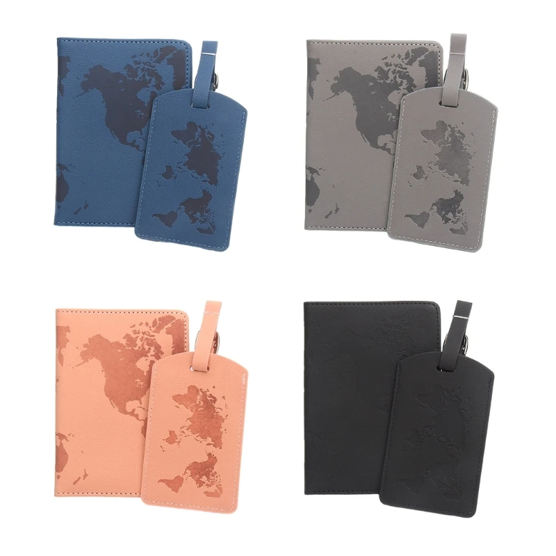 

Удобный держатель для паспорта из искусственной кожи с картой мира и набор этикеток для багажа на чемодан