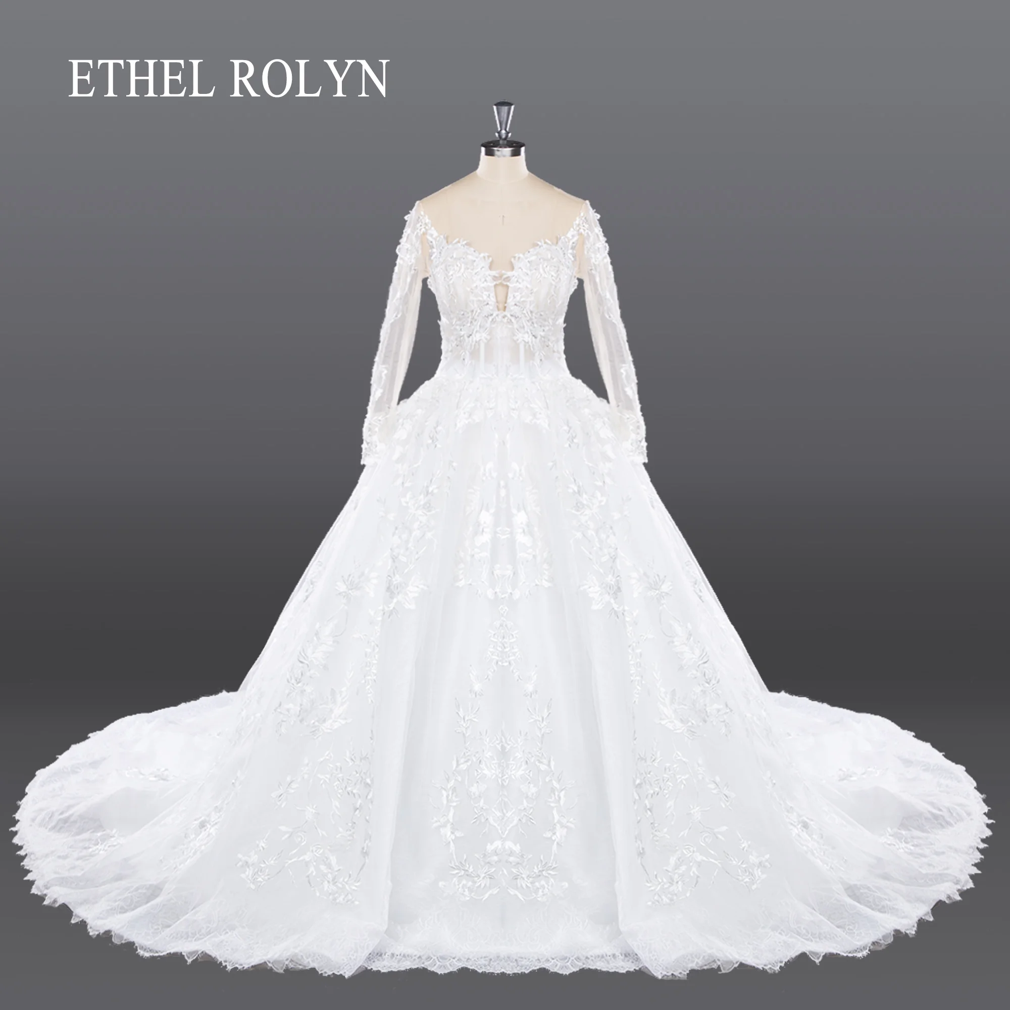 

ETHEL ROLYN Ball Gown Wedding Dress Real photos 2024 Long Sleeve Sweetheart Sequined Wedding Gown Embroidery Vestidos De Novia