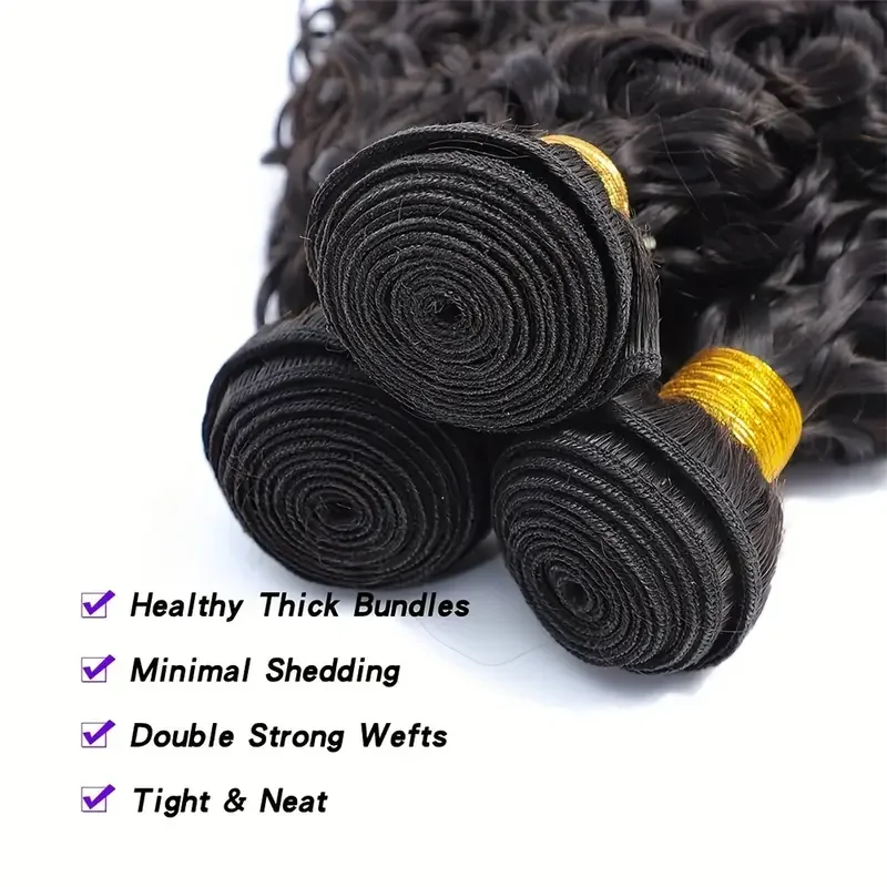 Water Wave Human Hair Bundles Deal 12A Unprocessed Virgin Deep Curly Weave Raw Human Hair Extensions Tissage For Women 100g/pc