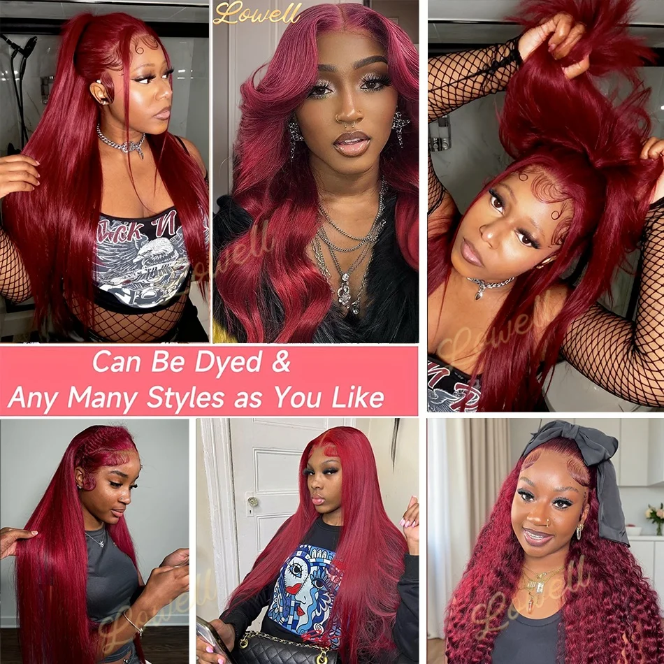 99J Straight Human Hair Wigs Burgundy 13x6 hd Lace Frontal Wig Human Hair Wigs 13x4 hd Lace Red Remy Human Hair Wigs for Women 5
