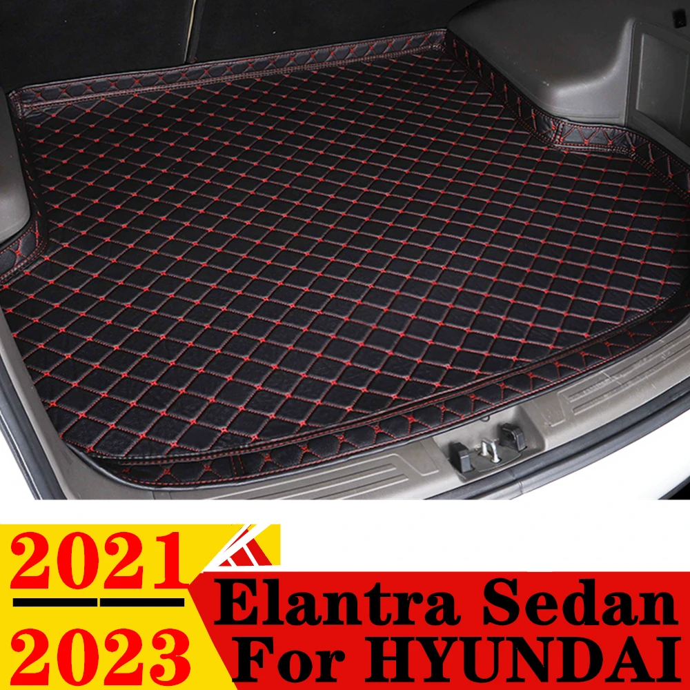 

Высокий коврик для багажника автомобиля HYUNDAI Elantra Sedan 2023 2022 2021 XPE, кожаный задний багажник, коврик для багажа, задний коврик для груза