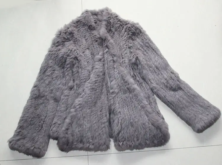 ladies long puffer coat 2022 Natural Rabbit Fur Coat, Real Fur Rabbit Thick Knitted Jacket For Women BE-1413 long bubble coat