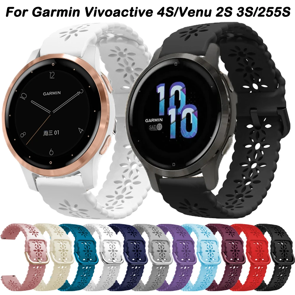 

18mm Strap Watchband For Garmin Vivoactive 4S Venu 3S 2S Rey Active S Sport Silicone Band Forerunner 255S 265S Wrist Bracelet