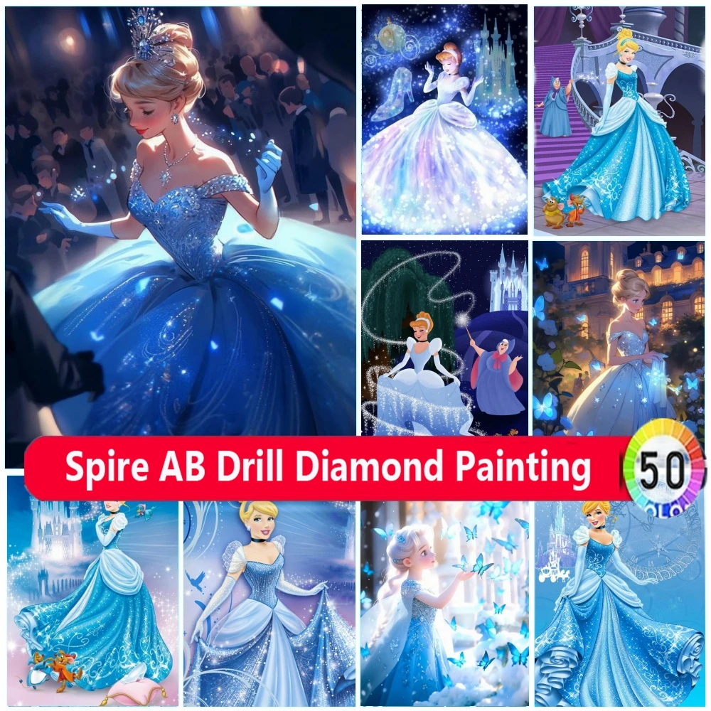 Nuovo 2024 Disney Princess Diy Ab Diamond Painting Kit Ricamo Cenerentola Art Mosaic Punto Croce Home Decor Artigianato Regalo Per Bambini