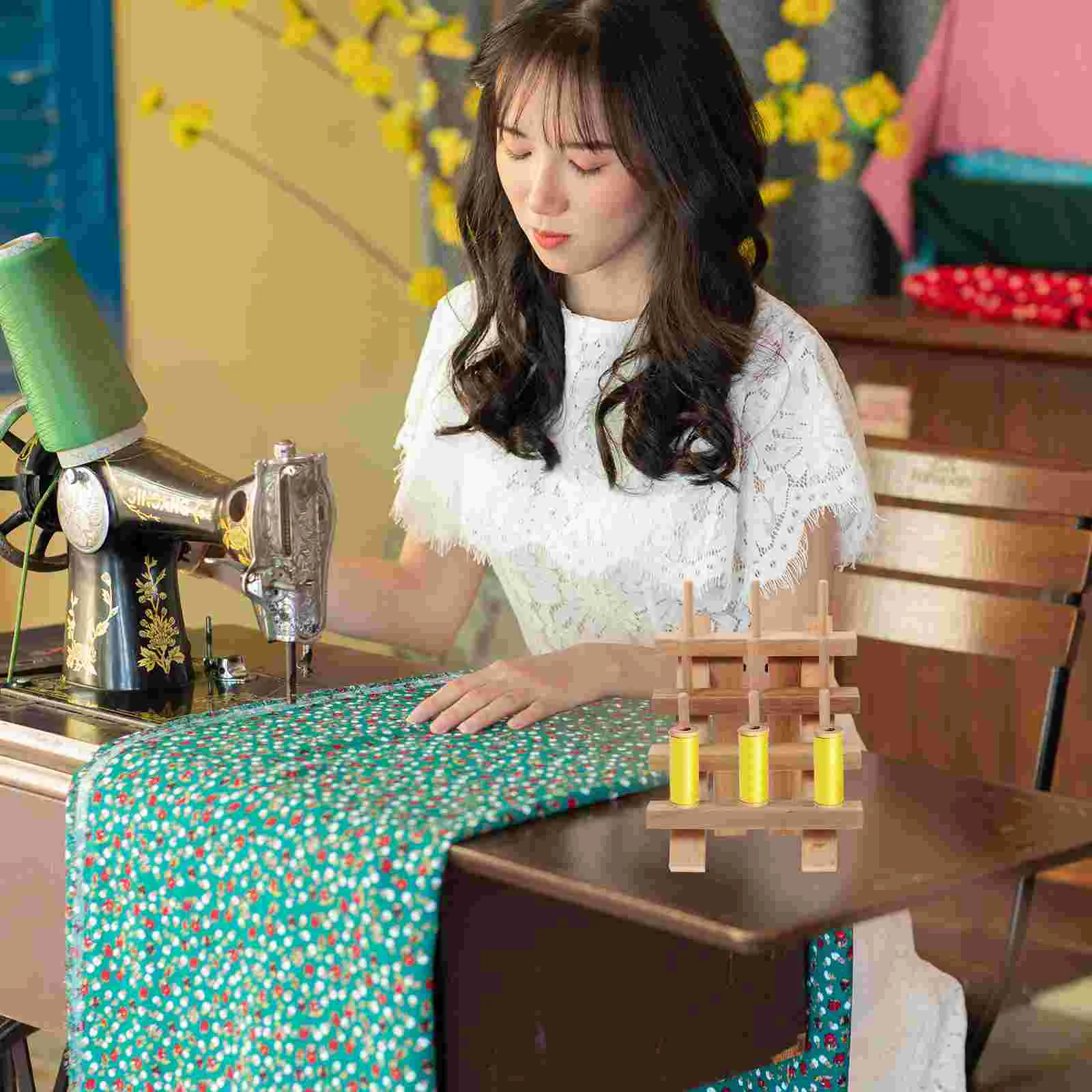 

Foldable Wood Thread Rack Holder Thread Organizer Thread Stand for Sewing Quilting Embroidery Craft