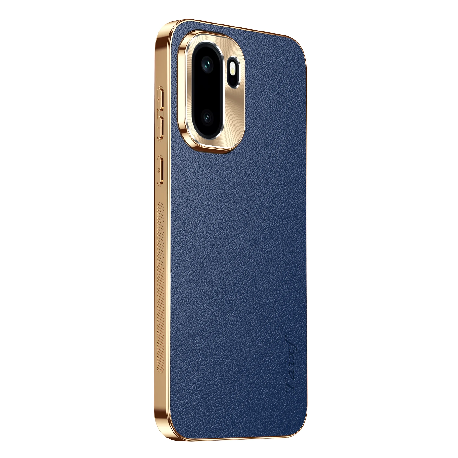 Elegant Luxury PU Leather Phone Case with Alloy Lens Frame & Electroplated Shockproof Back Cover
