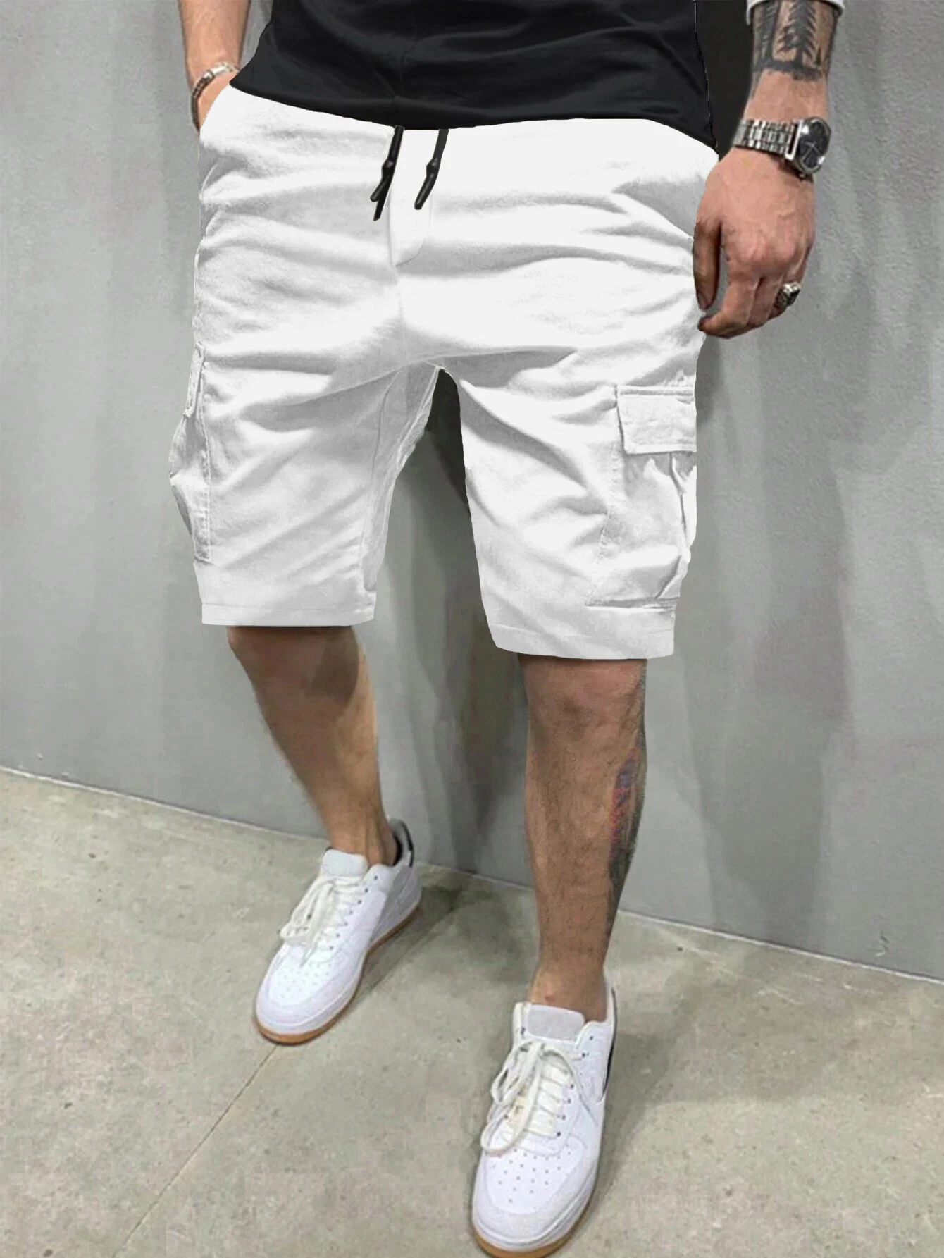Sommerliche, kurze Herrenhose, modische Arbeitskleidungsshorts, Outdoor-Freizeit-Arbeitshose, Wanderhose, trendiges Lederdesign für Herren – Detail 18