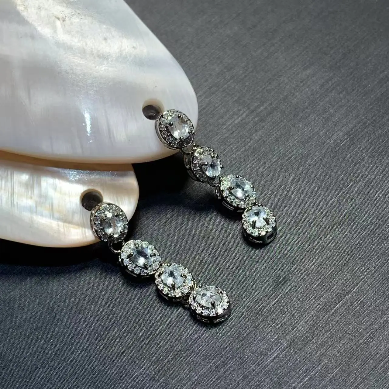 Natural Aquamarine Stud Earrings For Women Stainless Steel Vintage Femme Gift Prevent Allergy Fine Jewelry