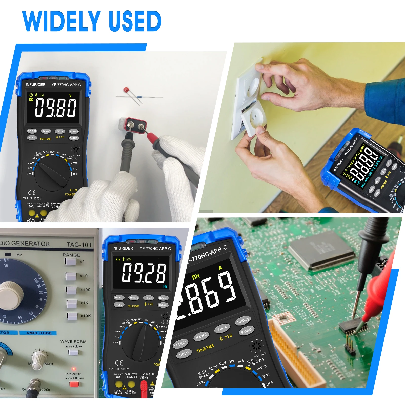 Digital Multimeter Multimeter Tester Digital Multimeter AC/DC Voltage Current Tester with Color LCD & Bluetooth Multifunctional Voltmeter Ammeter for Electricians