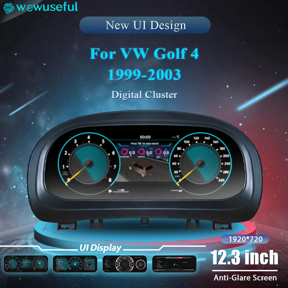 Panel de Instrumentos Digital Wowuseful de 12.3'' para VW Golf 4 y Bora, Años 1999-2003, Panel de Instrumentos Virtual 1