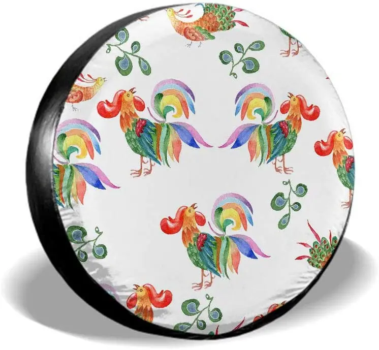 

Cute Llama Spare Tire Cover Awesome Cactus and Ethnic Design Elements Wheel Protectors Weatherproof Polyester Tire Case