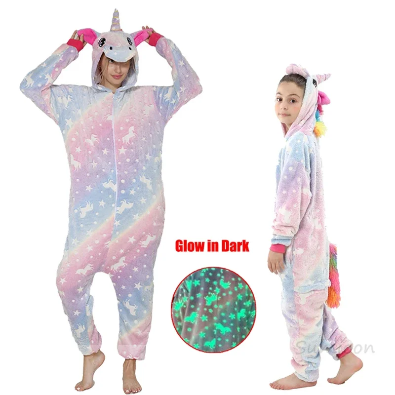 Adults Animal Unicorn Pajamas Kigurumi Rabbit Cartoon Onesie Kids Sleepwear Homewear Nightie Wolf Panda Anime Blanket Overalls