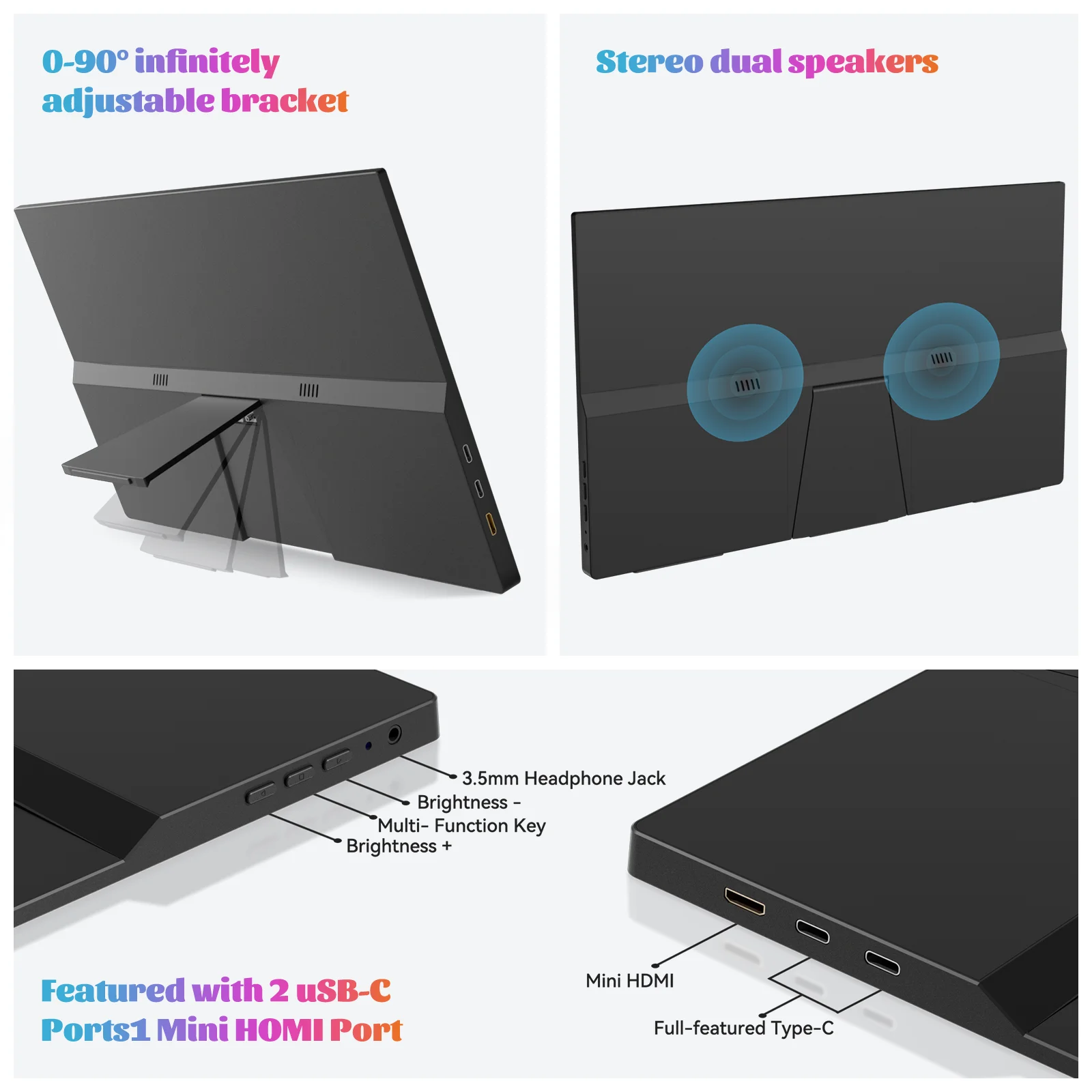 Adremer FHD 1080P IPS ޴ ȭ,  ۾ ü  3.0 C Ÿ ̽, 60Hz  ħ, 15.6 ġ