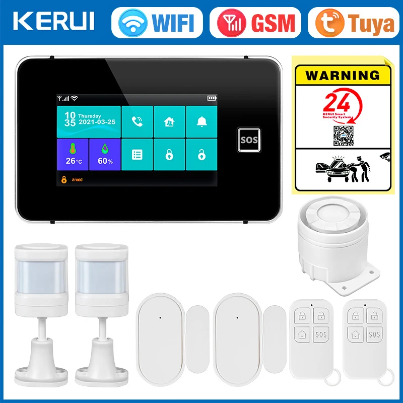 KERUI WIFI 2G GSM نظام إنذار 4.3 بوصة لوحة شاشة لم...