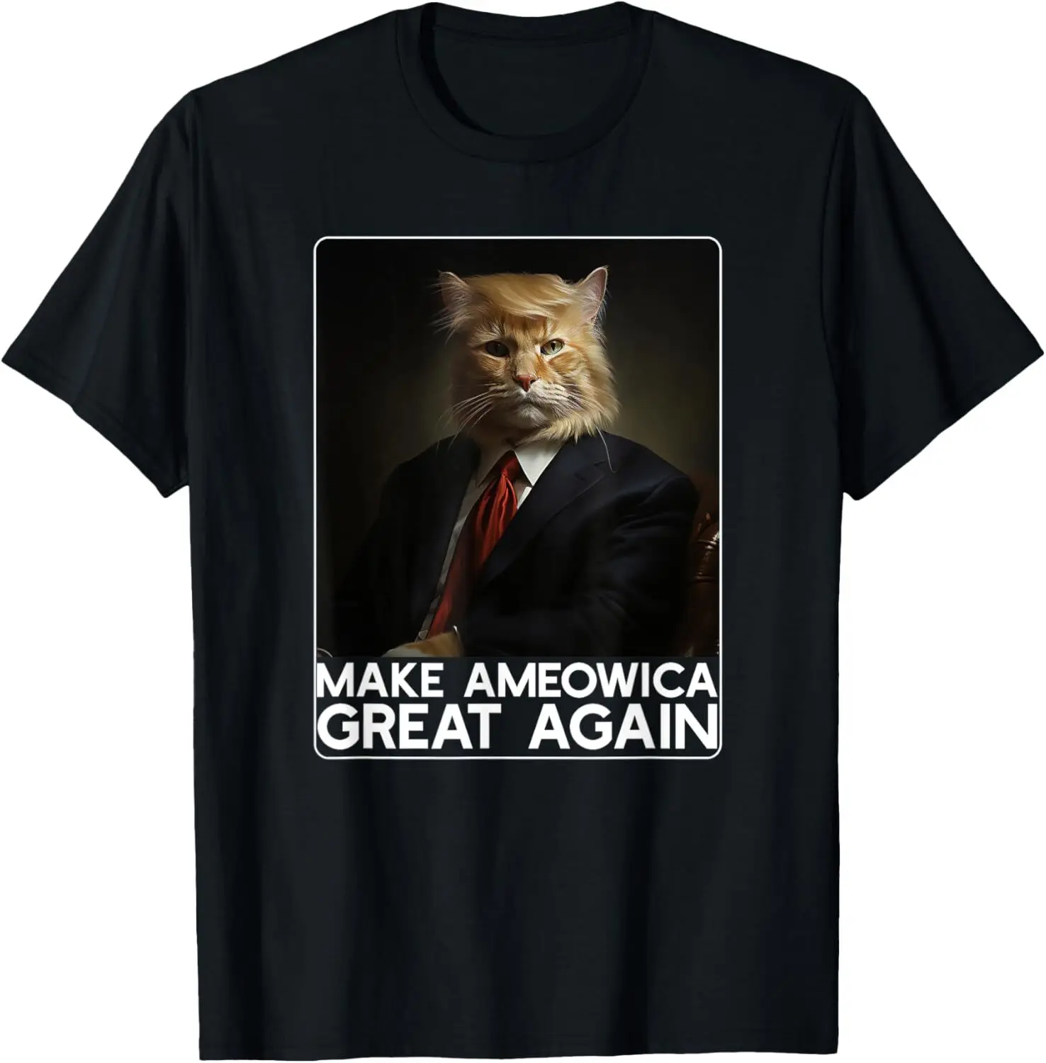 Faire une grande à nouveau Ameowica |   T-shirt drôle Donald Trump Cat Meme petit, noir