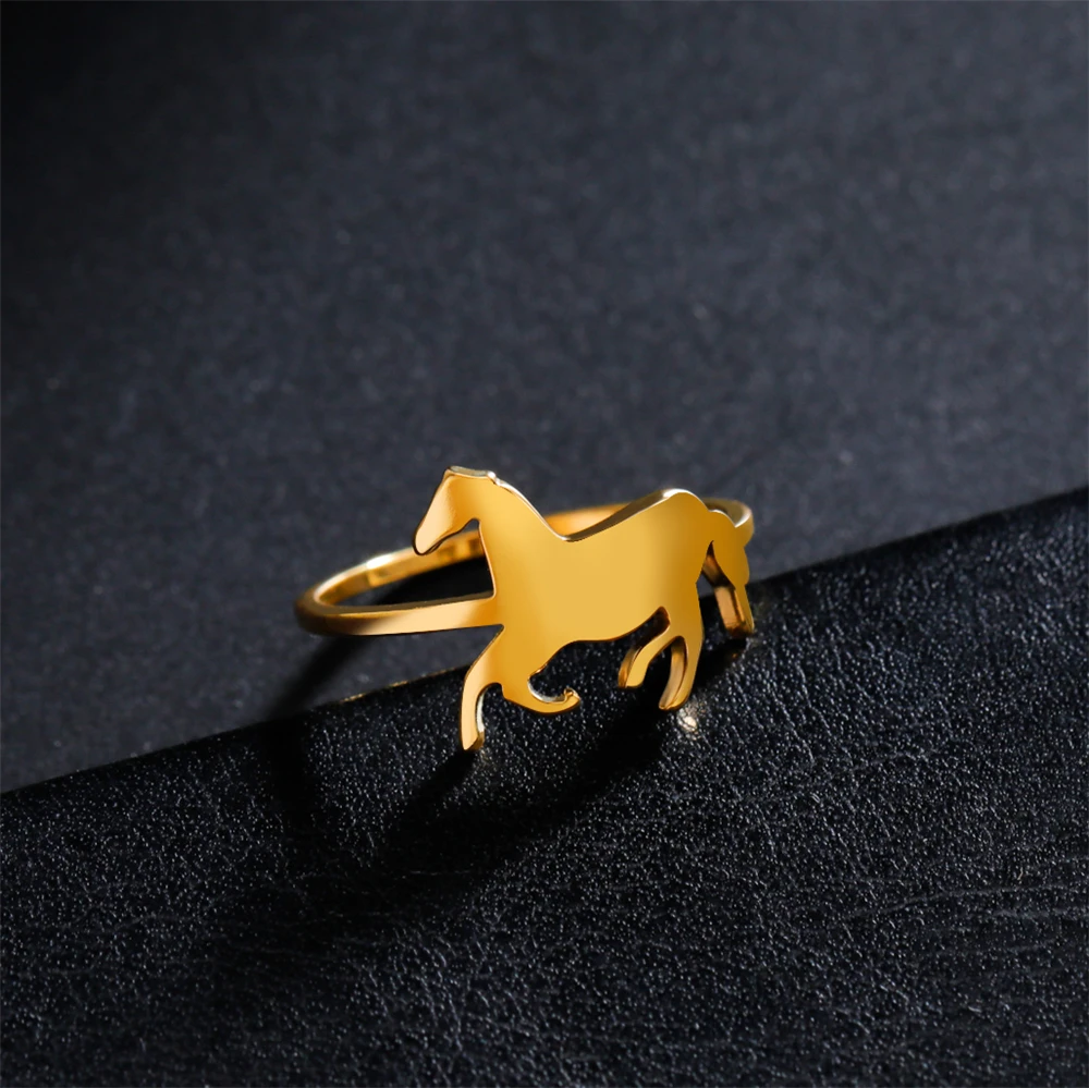 Running Horse Rings Women Stainless Steel Horse Animal Lover Finger Ring Fashion Jewelry Birthday Gift finger rings womens ring jewelry rings ring jewelry