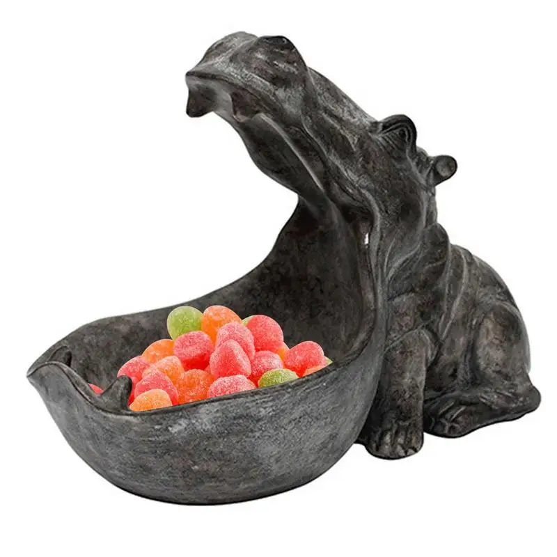 

Resin Hippo Statue Hippopotamus Sculpture Figurine Key Candy Container Sundries Storage Holdertable Artware Desk Decoration