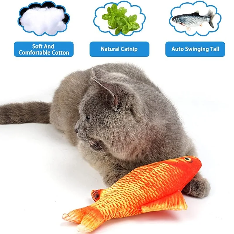 30 cmCataire Jouets de Poisson Interactif pour Chats, Réaliste en Peluche  Simulation Électrique Poisson, Rechargeable La