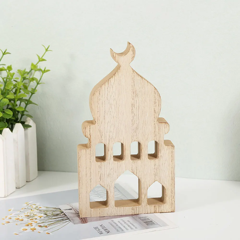 2024 EID Mubarak Wooden Ornaments House Ramadan Decoration For Islam Muslim Event Party Home Table Decoration Kareem Gifts