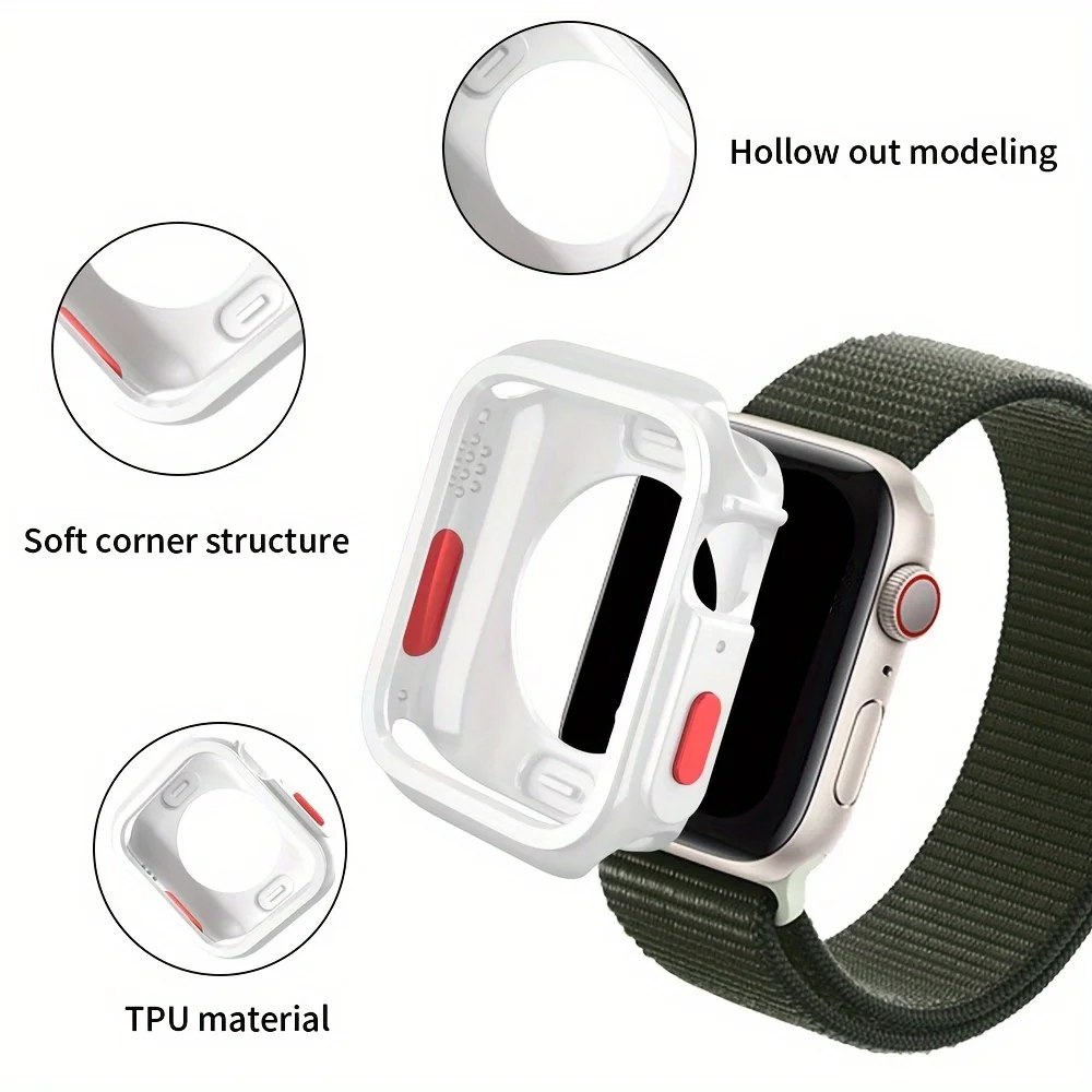 Silicone Case For Apple Watch 40mm/41mm/44mm/45mm Shockproof Protective Cover iWatch Series 3/4/5/6/7/8/9/SE No Screen Protector