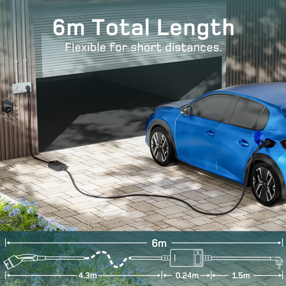 Cavo Ricarica Auto Elettrica Tipo 2 Schuko - 3,68 KW, 10m, Con Display, Per Model 3/Y, E-208, Ecc. - Foto 9