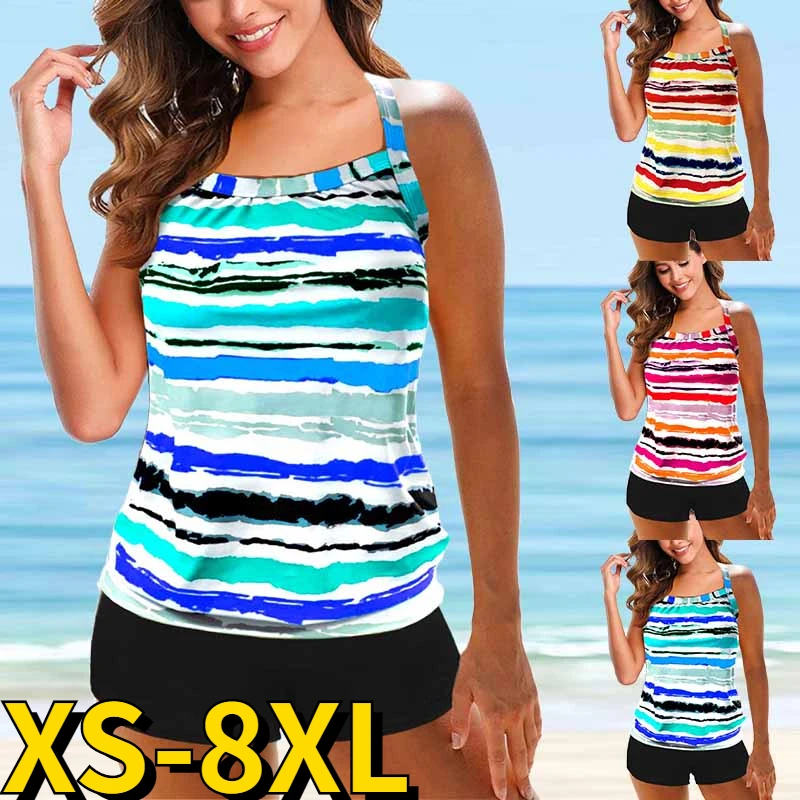 

2023 New Summer Ladies Sexy Tankini Two Piece Swimsuit Bathing Suit Women's High Waist Swimsuit New Design Printing Beachwear