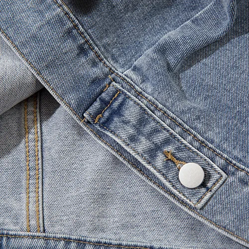 UPRAKF Big Letter Washed Denim Jacket Retro Blue Baggy Jeans Coat Casual Outwear Tops High Street Fashion