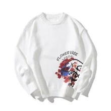 

2022 Spring New Casual All-Match Letter Print Men's Sweaters Ins Korean Loose Knitted Couple Pullover Male